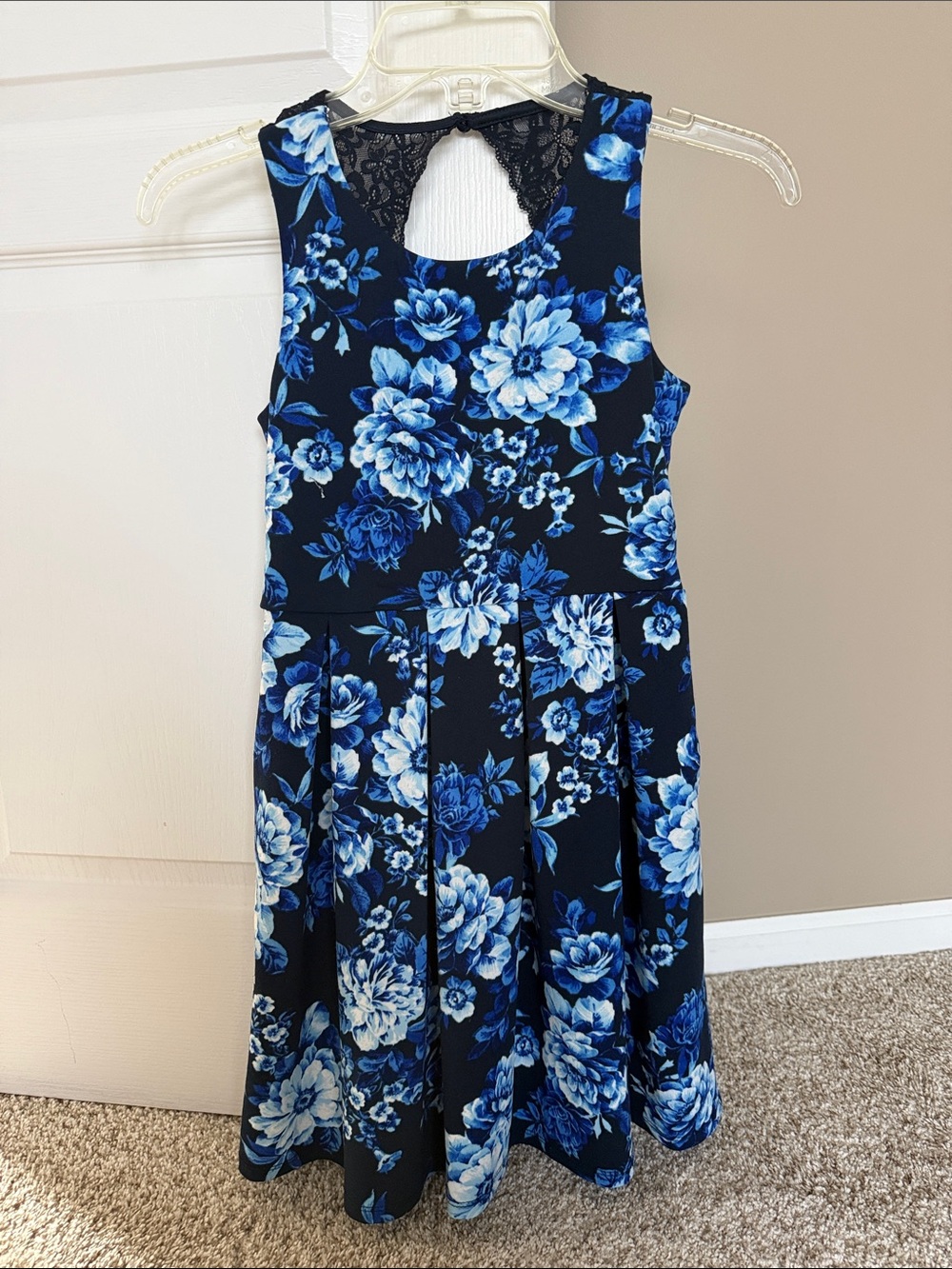 Kids Speechless Navy Dress with Blue Floral Print